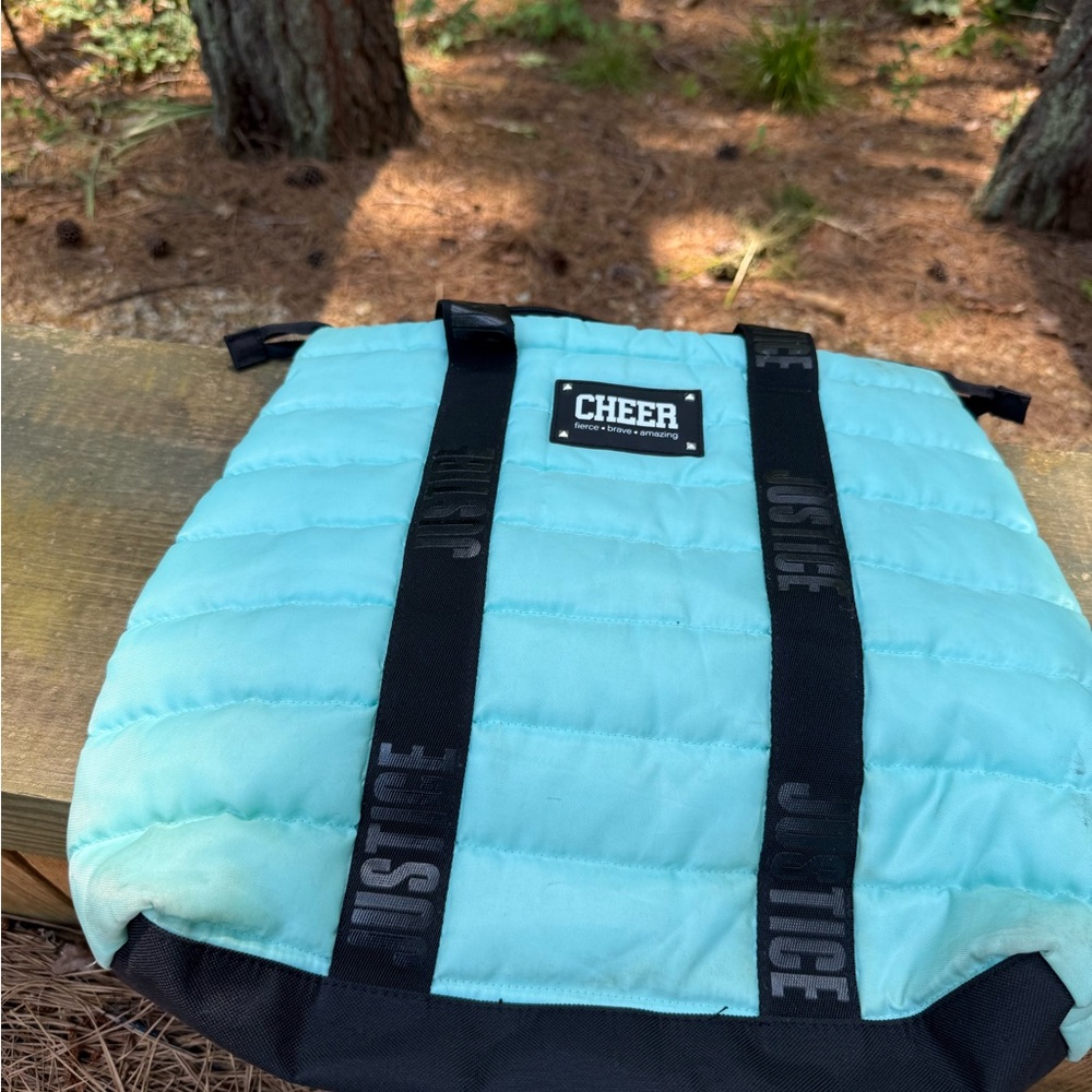 Justice Cheer Backpack in Aqua and Black